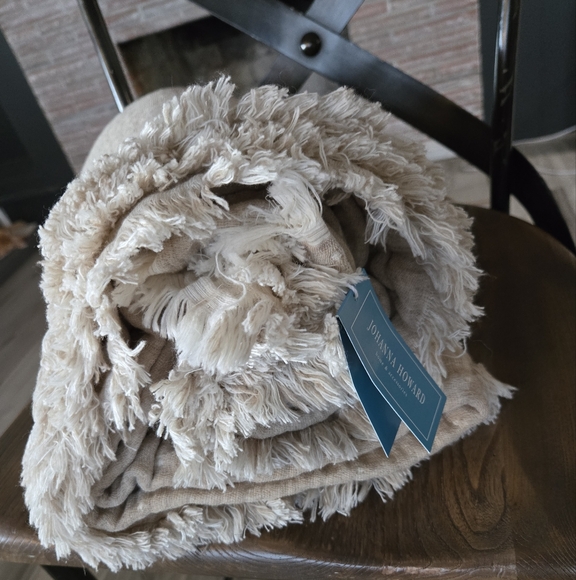 Johanna Howard Cozi Wool Gauze Throw Blanket Reversible Taupe / Natural - Picture 5 of 8
